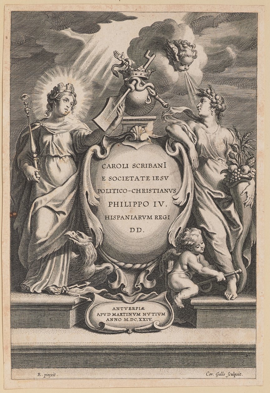 Titelblad for Carolus Scribani, Politico-Christianus af Cornelis Galle I after Sir Peter Paul Rubens