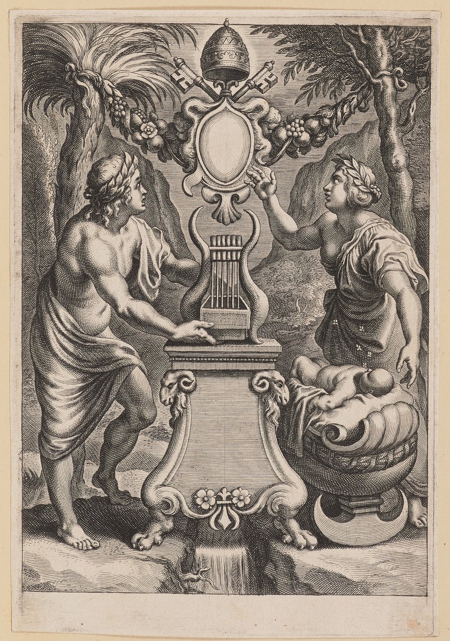 Titelside for M.C. Sarbievsky, Lyricum Bog IV af Cornelis Galle I after Sir Peter Paul Rubens