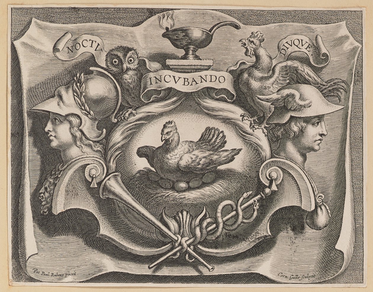 Vignette til titelsiden af ​​Martinus Bonacina, Opera Omnia af Cornelis Galle I after Sir Peter Paul Rubens