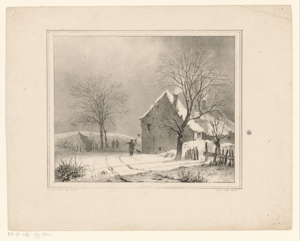 Huse i et snelandskab af Cornelis Gerrit Verburgh