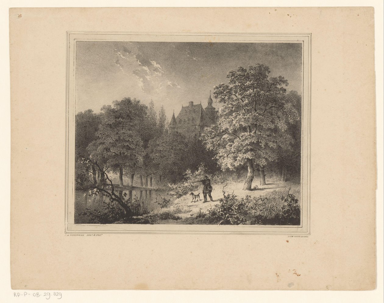 Jæger i en skov af Cornelis Gerrit Verburgh