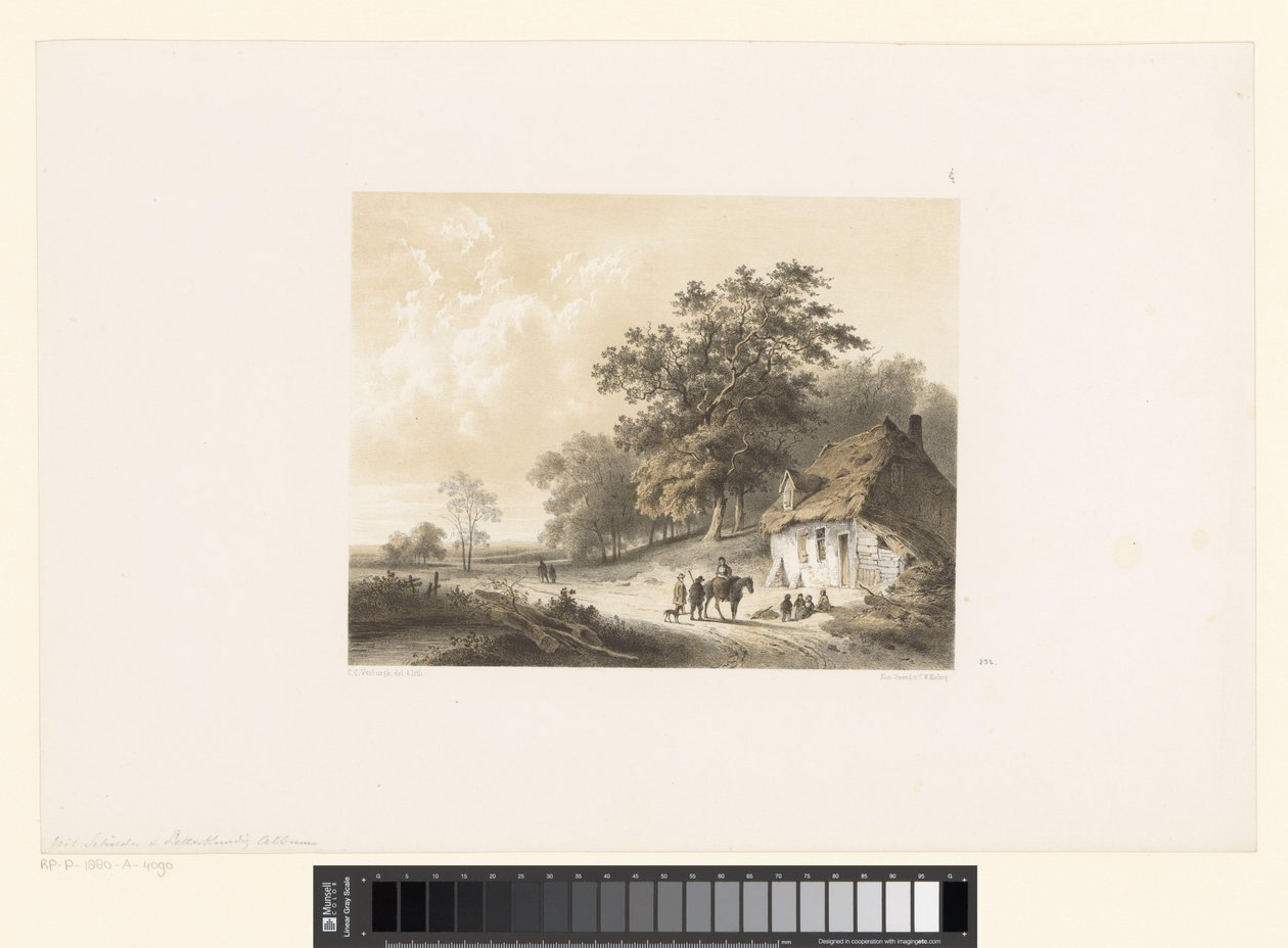Landskab med hus af Cornelis Gerrit Verburgh