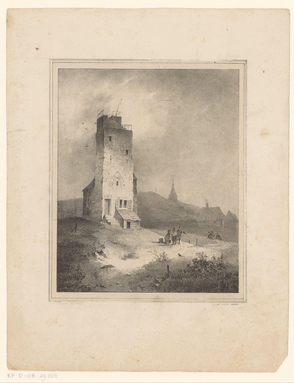 Tårn i klitlandskab af Cornelis Gerrit Verburgh