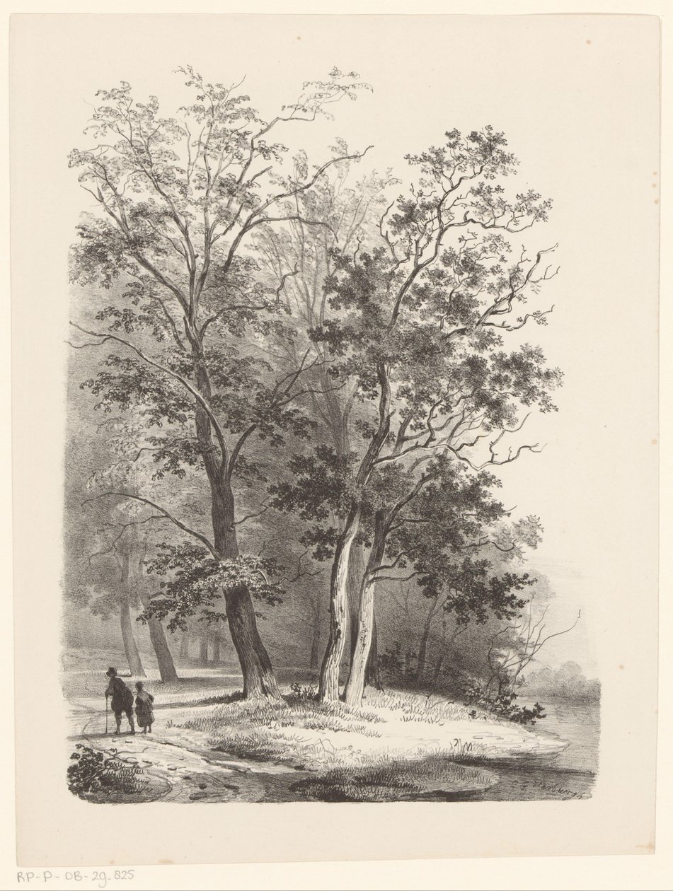 To figurer, der går i en skov af Cornelis Gerrit Verburgh