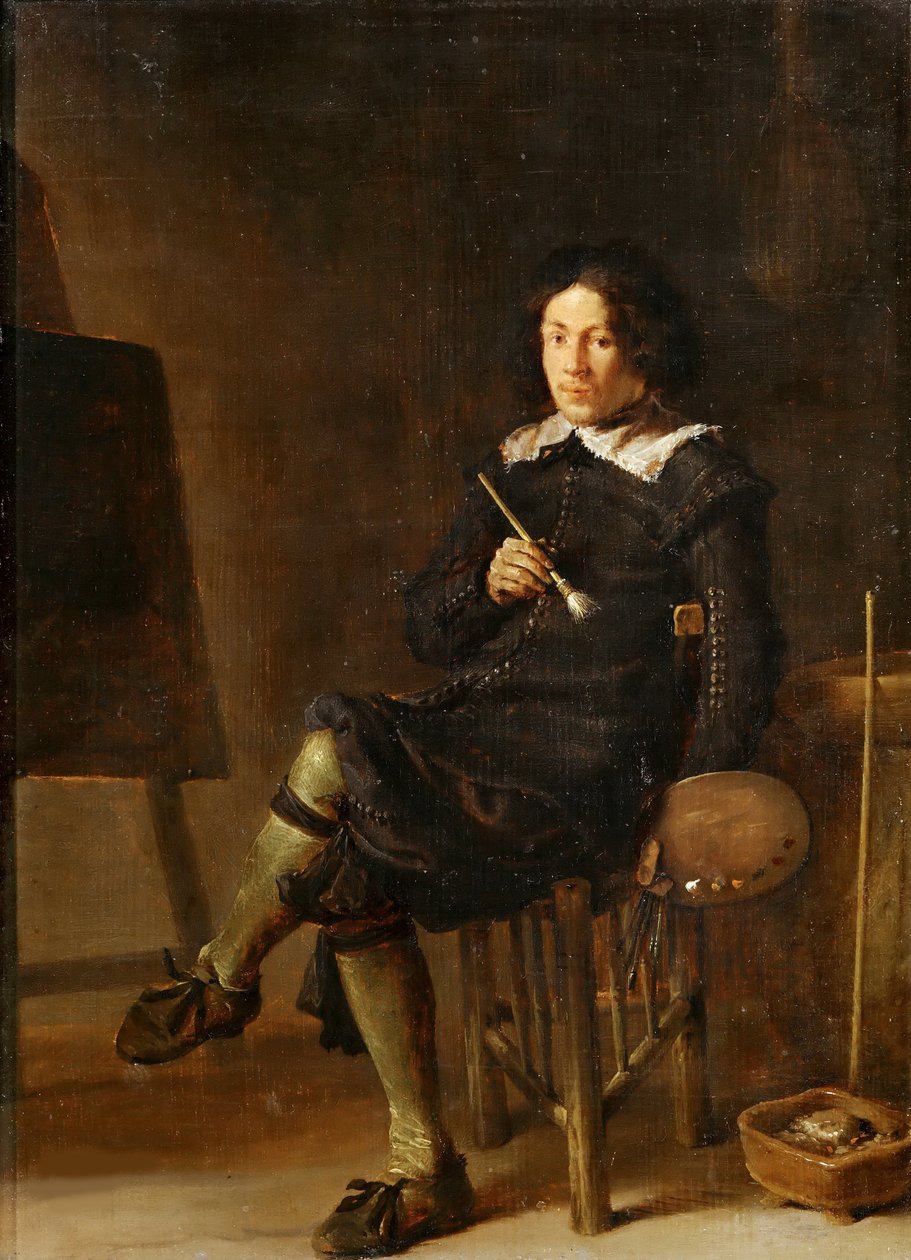 Selvportræt med staffeli, 1629. af Cornelis Hermansz. Saftleven