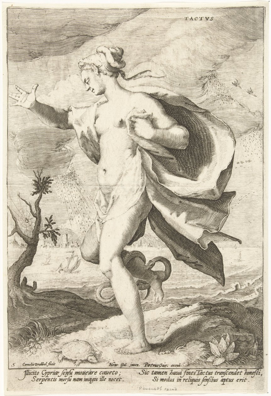 Tactvs (titel på objekt) Fem sanser (serietitel) af Cornelis Jacobsz. Drebbel