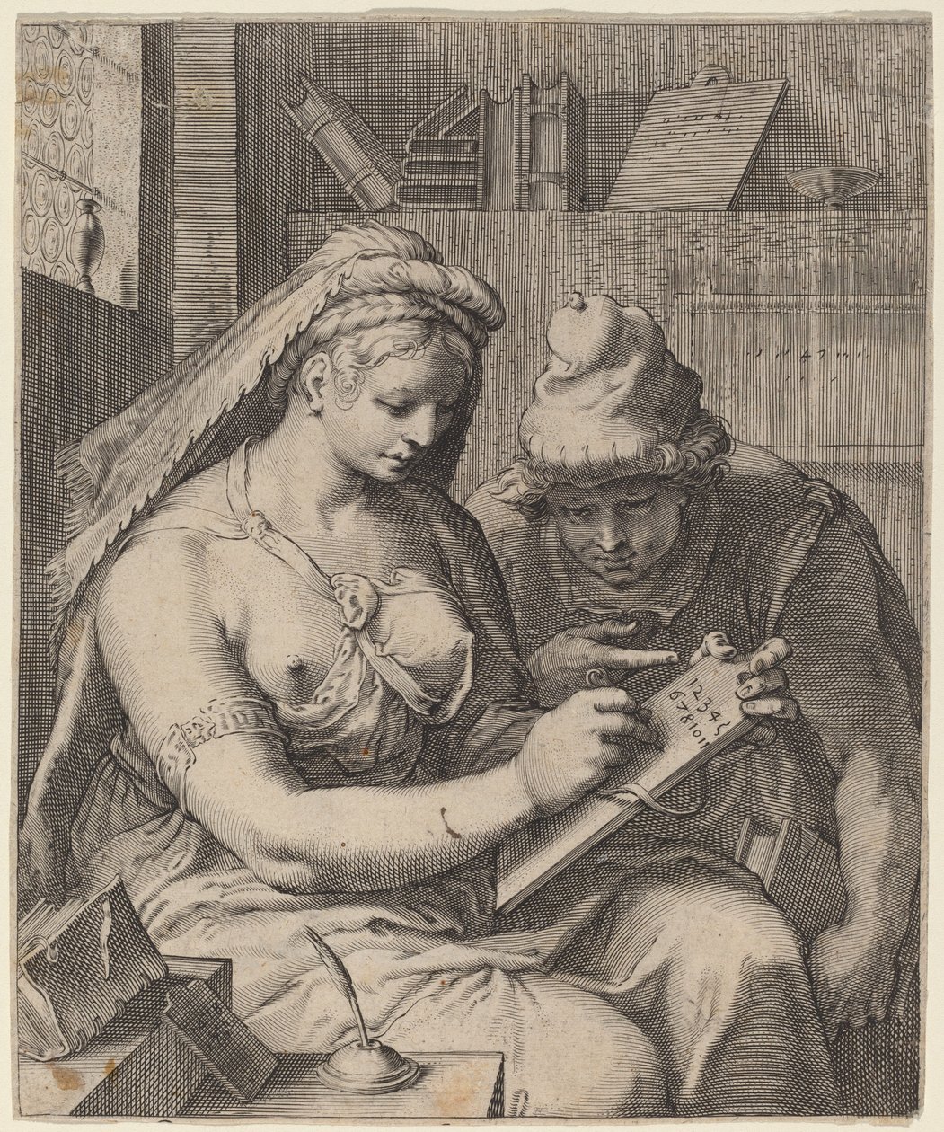 Aritmetik af Cornelis Jacobsz Drebbel, after Hendrik Goltzius
