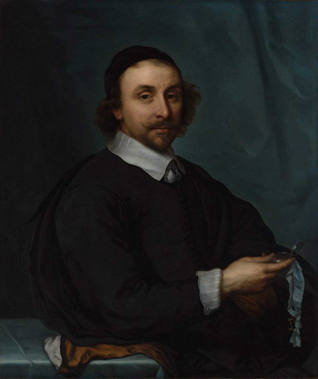 Portræt af en mand med et ur, 1657. af Cornelis Jonson van Ceulen