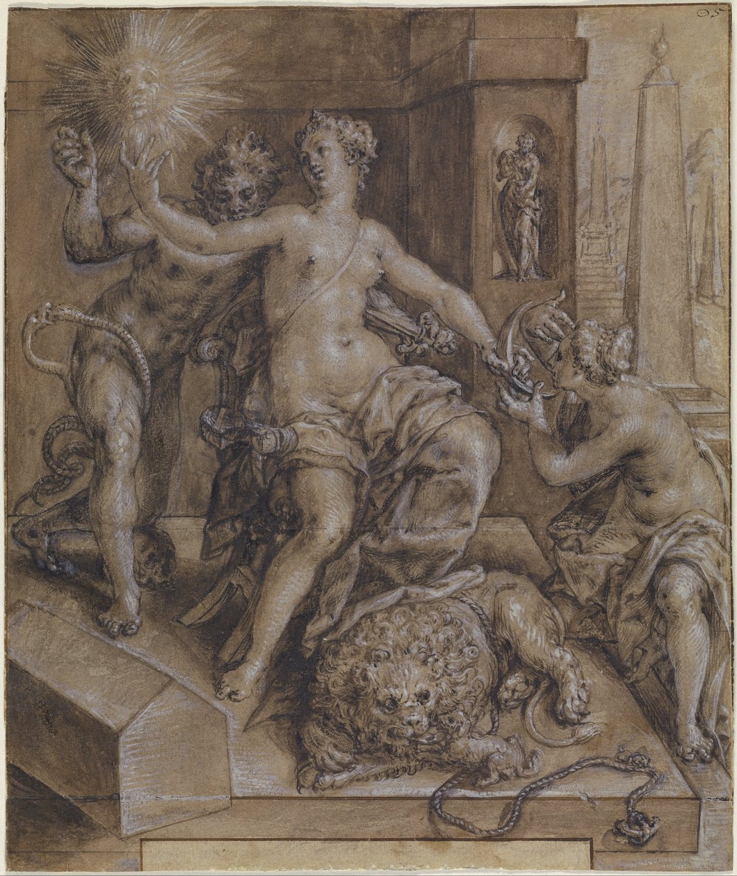 Design til den centrale del af The Mirror of Virtue af Cornelis Ketel