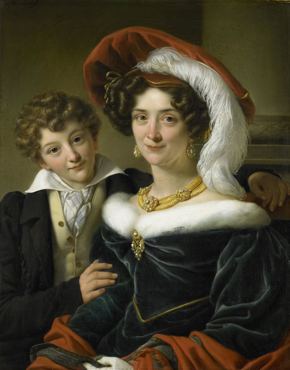 Rudolphina Wilhelmina Elizabeth de Sturler (1798-1873), anden hustru til grev Johannes van den Bosch, med deres søn Richard Leeuwenhart af Cornelis Kruseman (attributed to workshop of)