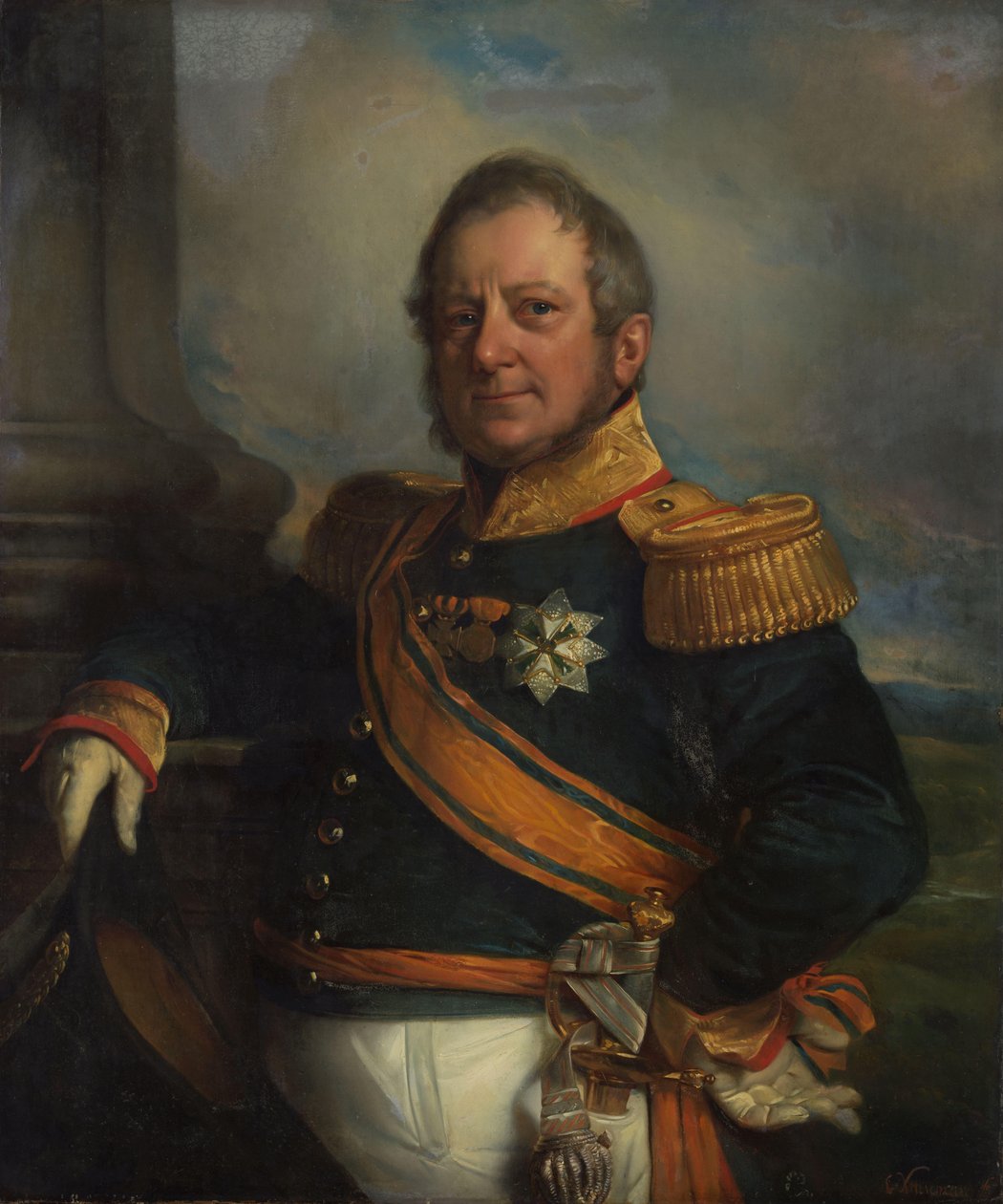 Portræt af Hendrik Merkus, baron de Kock, hærkommandant og efter 1826 generalløjtnant i Hollandsk Ostindien af Cornelis Kruseman