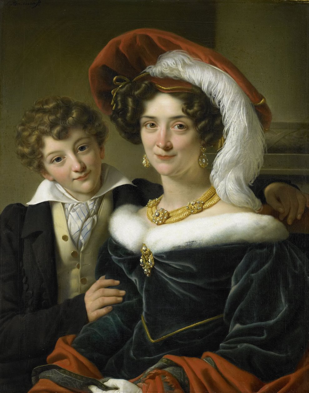 Rudolphina Wilhelmina Elizabeth de Sturler (1798-1873), anden hustru til grev Johannes van den Bosch, med deres søn Richard Leeuwenhart, 1829 af Cornelis Kruseman