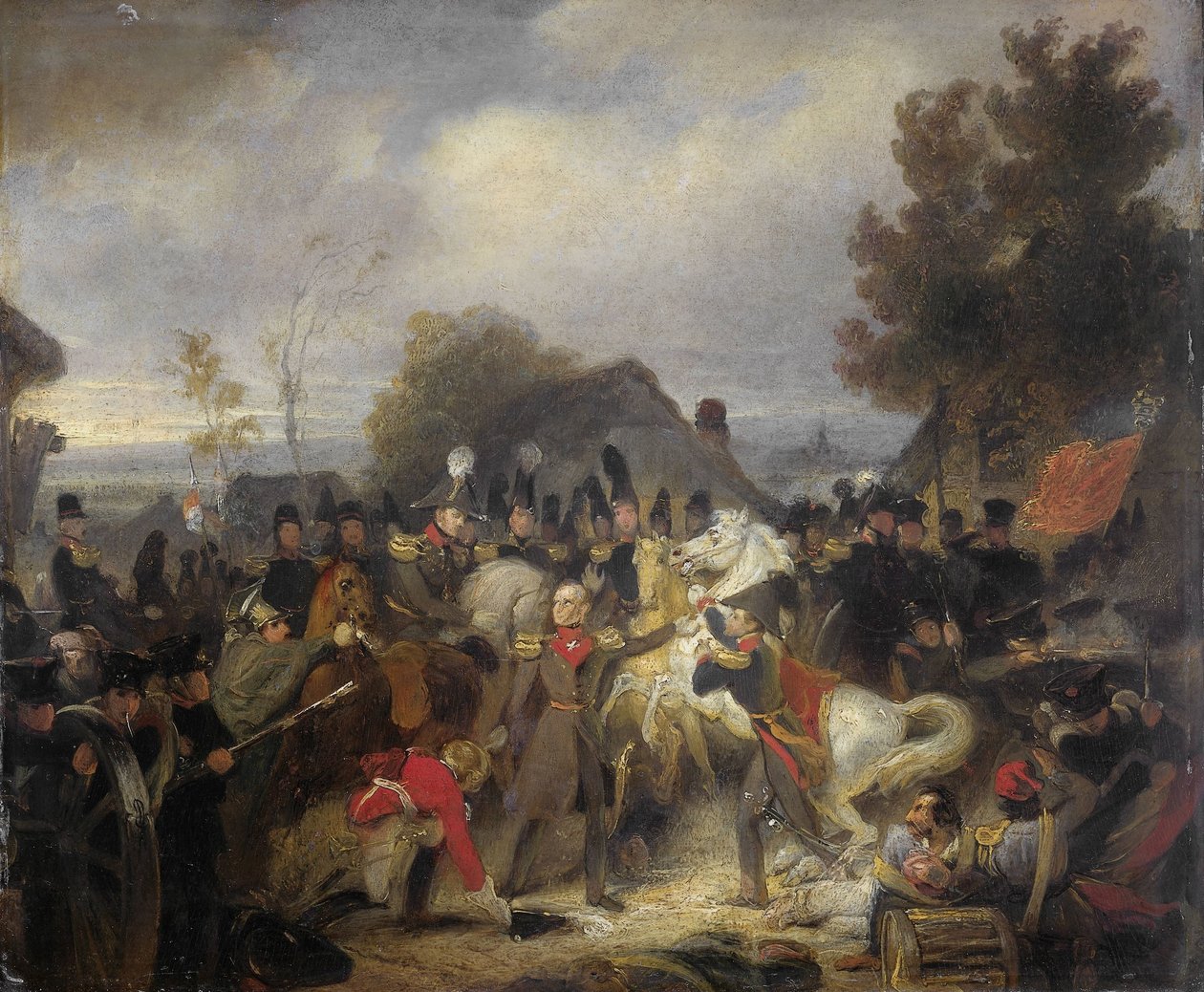 Prinsen af Orange skifter sin sårede hest under forlovelsen i Boutersem af Cornelis Kruseman