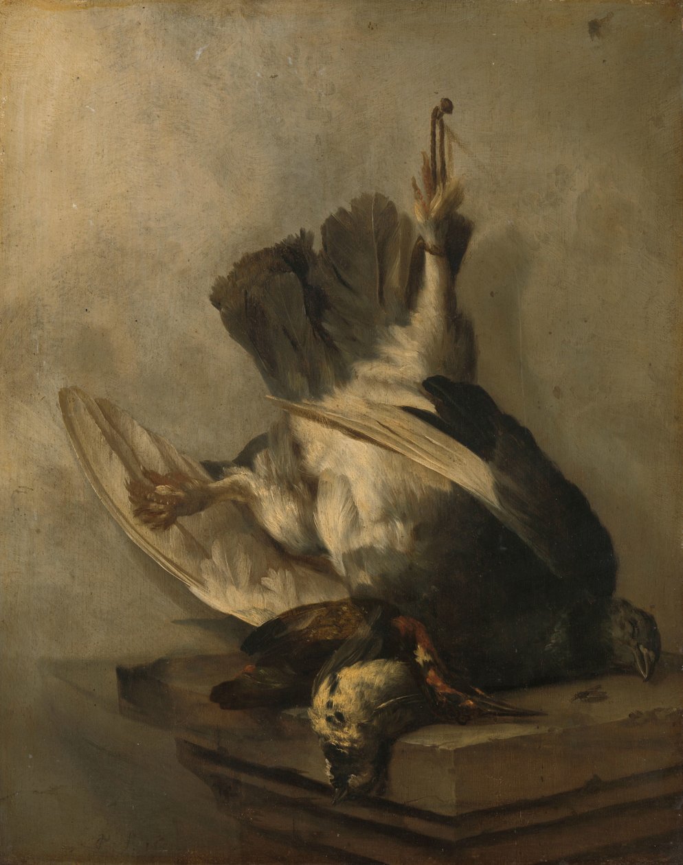 Stilleben med spætte og sniper af Cornelis Lelienbergh