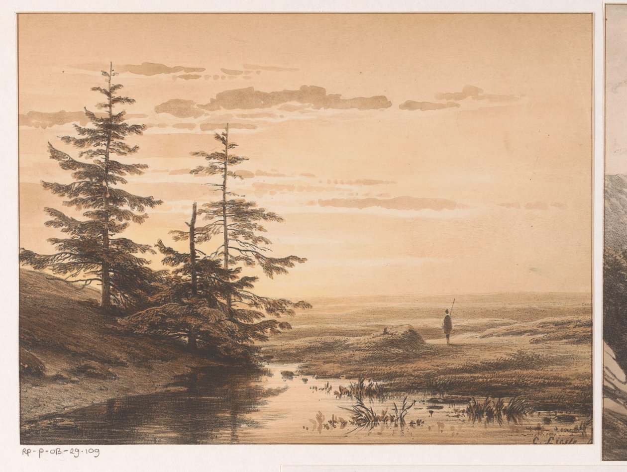 Landskab med solnedgang Solnedgang af Cornelis Lieste