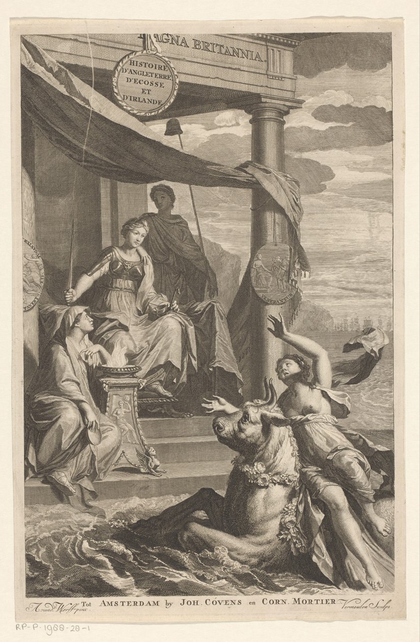 Kidnapning af Europa set af Britannia Titelside for: Isaac de Larrey, Histoire d