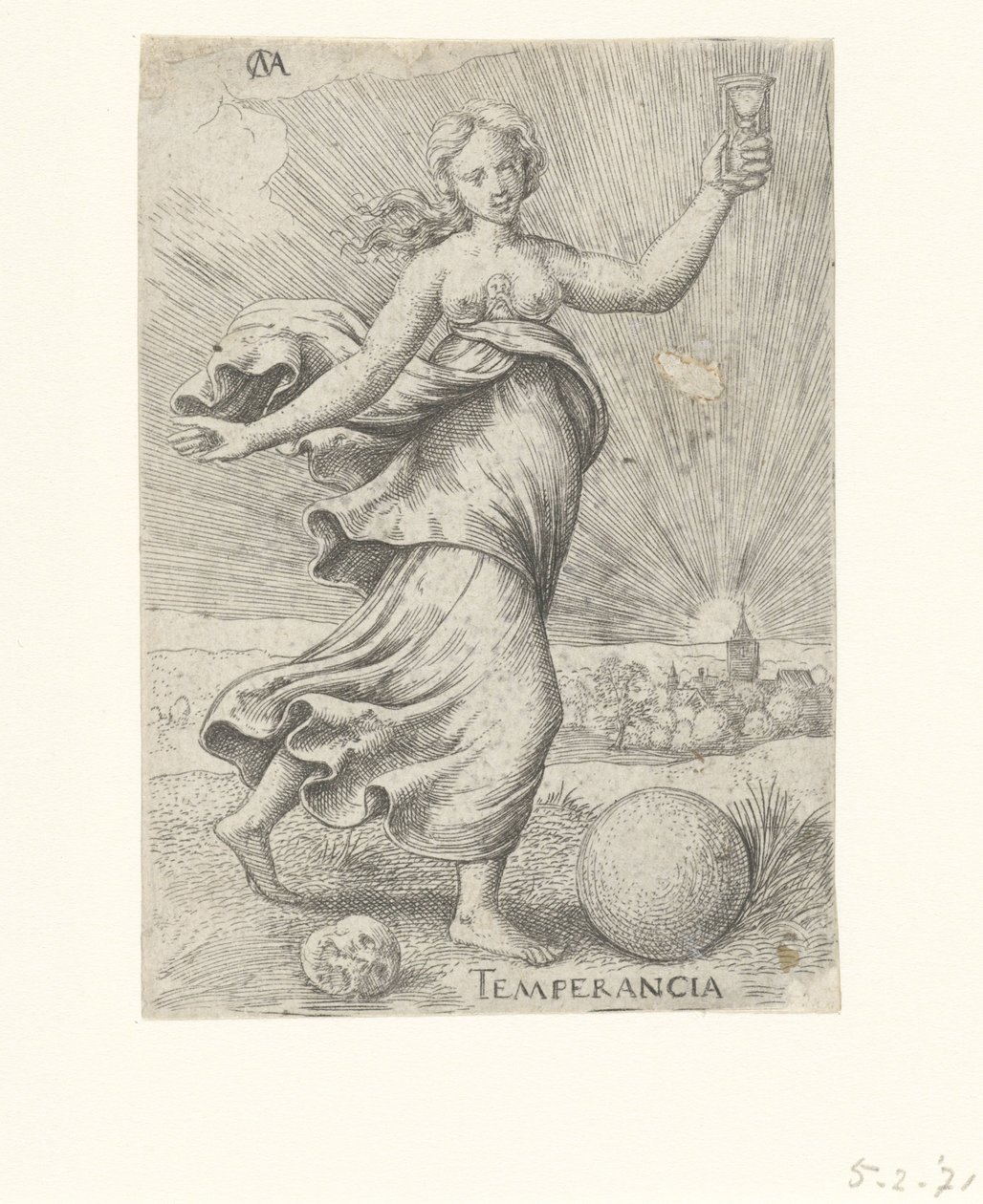 afholdenhed Temperancia (titel på objekt) Dyderne (serietitel) af Cornelis Massijs