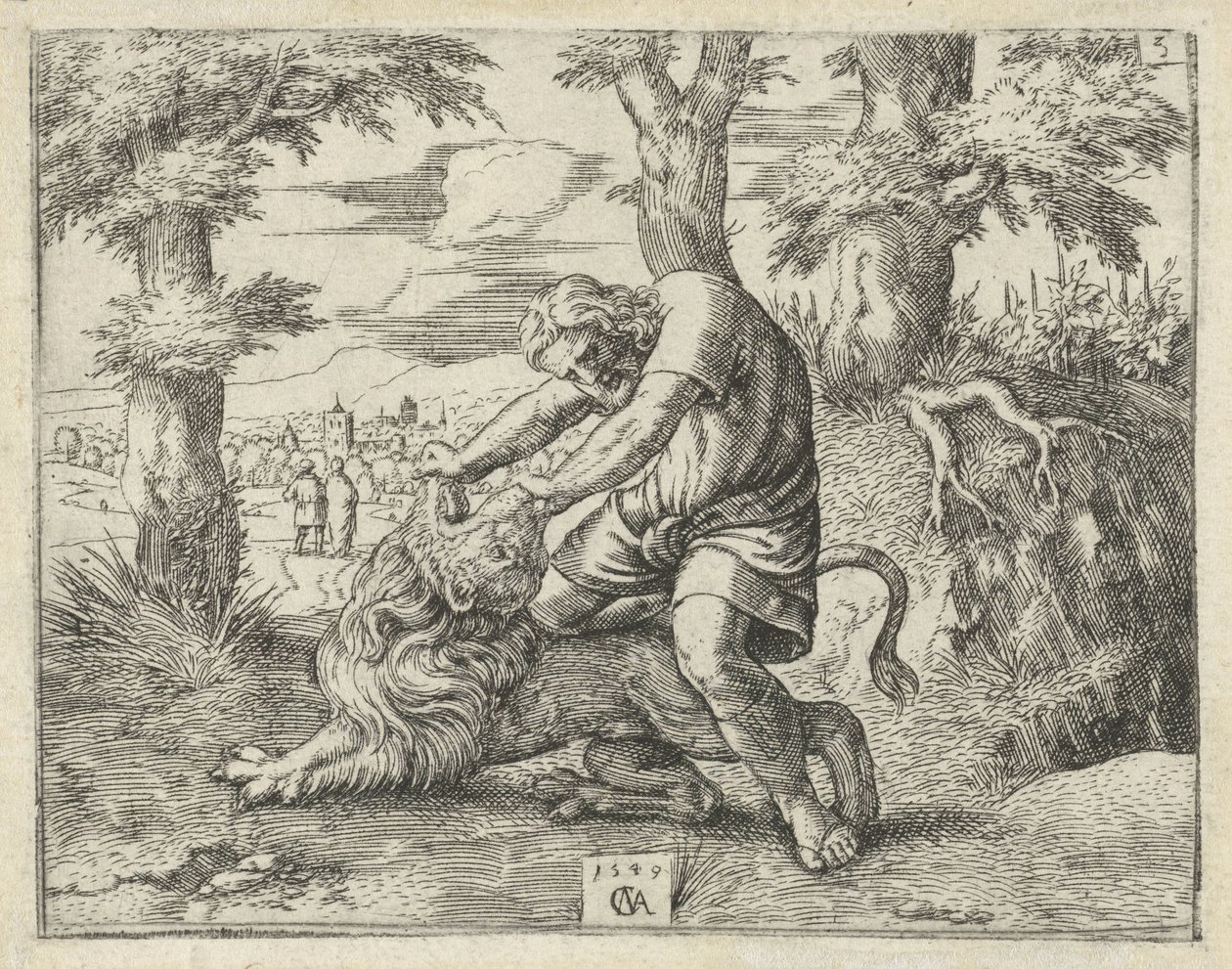 Samson dræber løven History of Samson (serietitel) af Cornelis Massijs