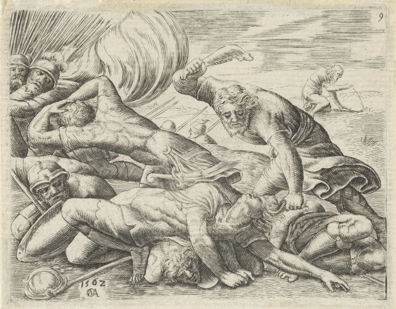 Samson besejrer filistrene med en æselkæbe History of Samson (serietitel) af Cornelis Massijs