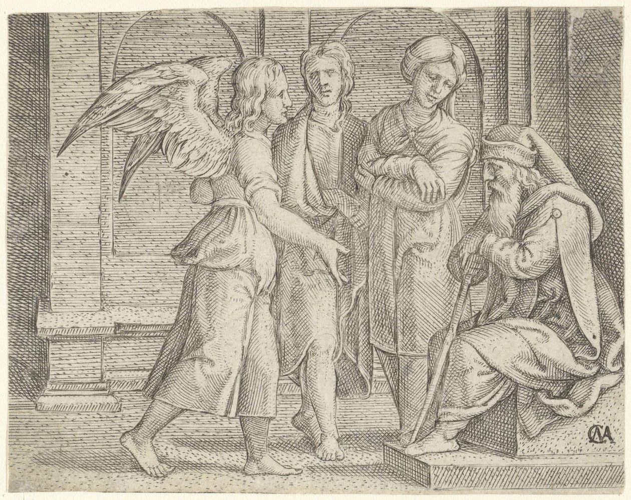 Tobias og englen hos Tobit og Anna Historien om Tobias (serietitel) af Cornelis Massijs