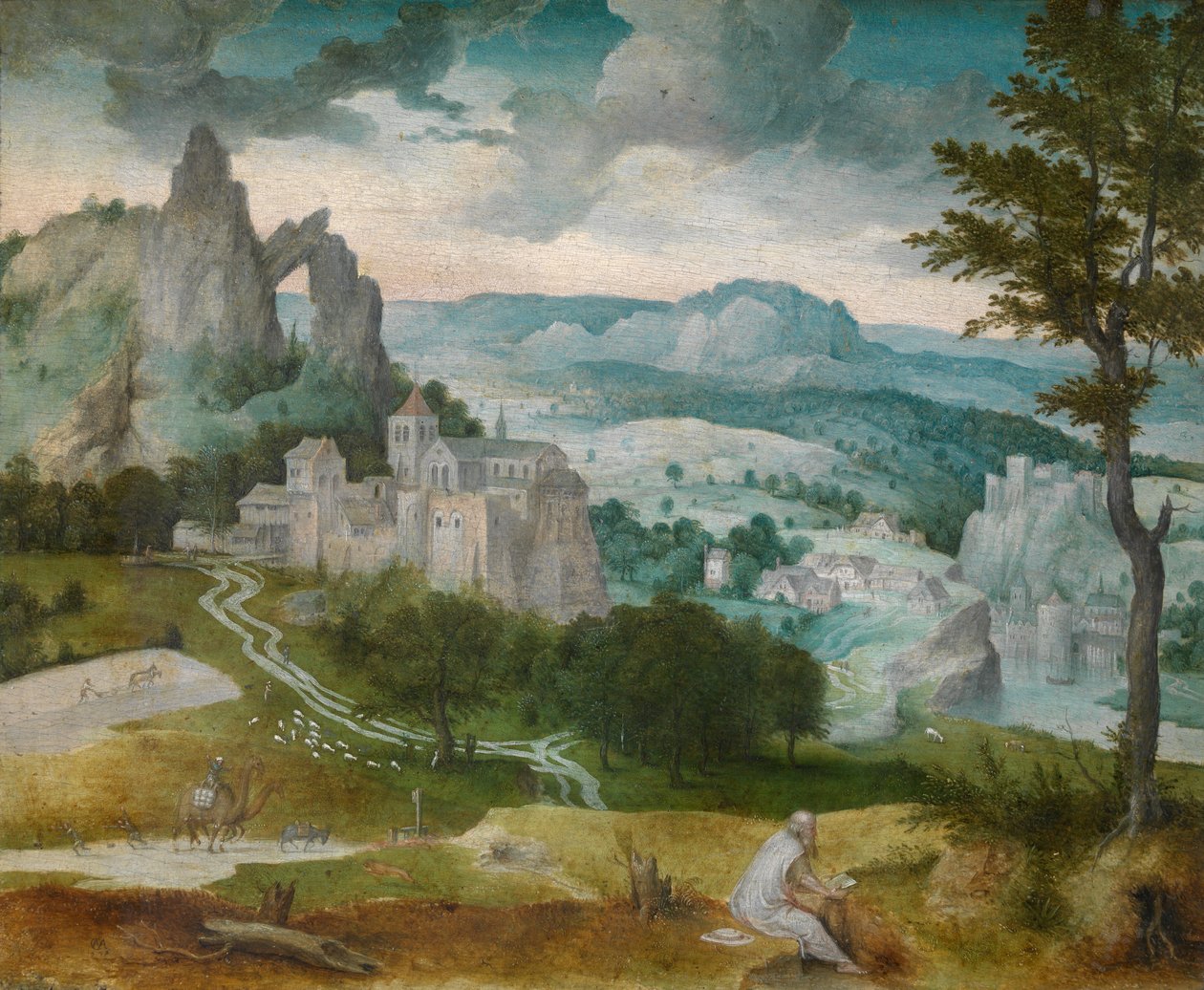 Landskab med Sankt Hieronymus af Cornelis Massys