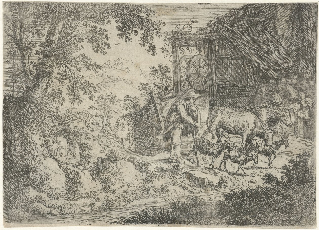 Hyrde med geder og køer af Cornelis Matthieu