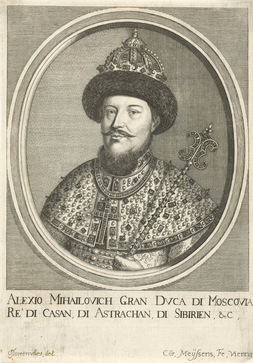 Portræt af zaren Alexis I Mikhailovich af Rusland 1629-1676, 1670 af Cornelis Meyssens