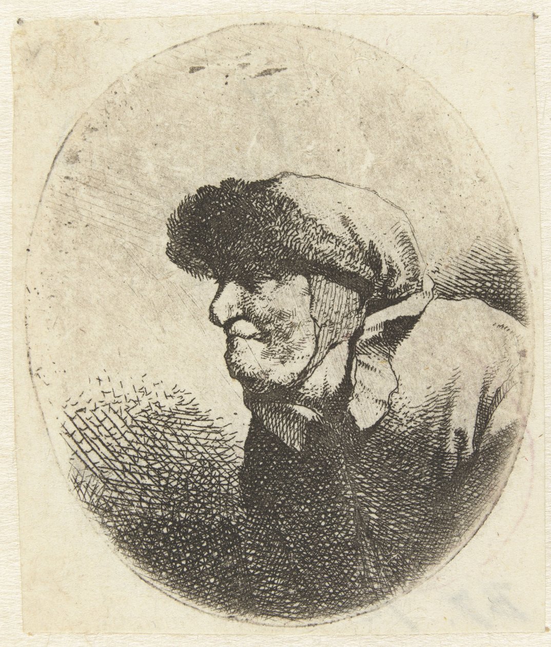 Buste af en gammel kvinde, i profil af Cornelis Pietersz. Bega