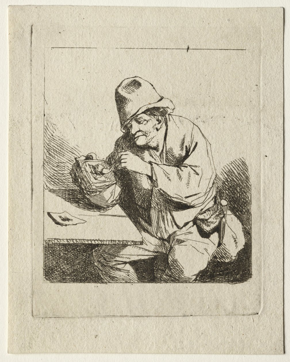 Bonde tænder sit rør, midten af 1600-tallet. af Cornelis Pietersz Bega