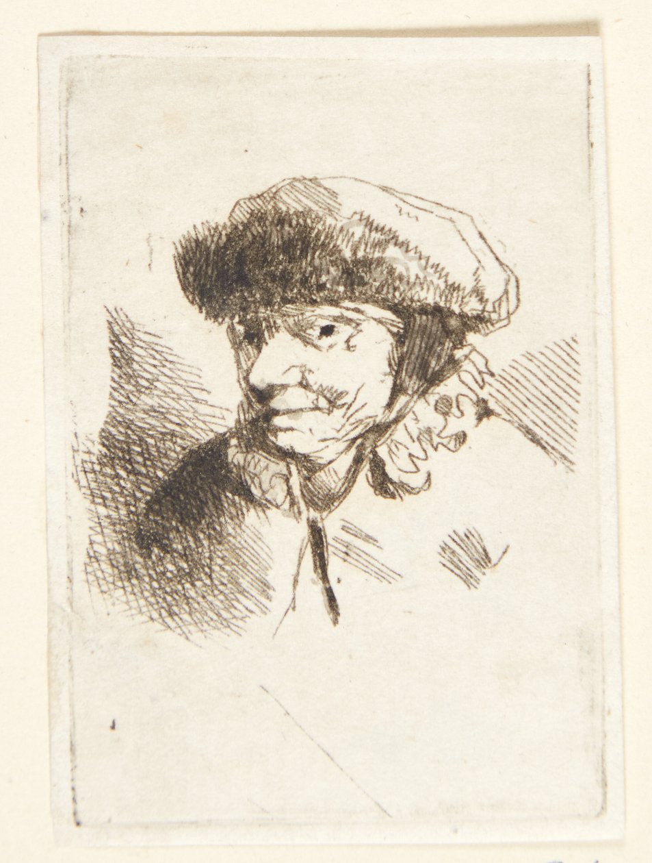 Smilende gammel kvinde med pelshue af Cornelis Pietersz Bega