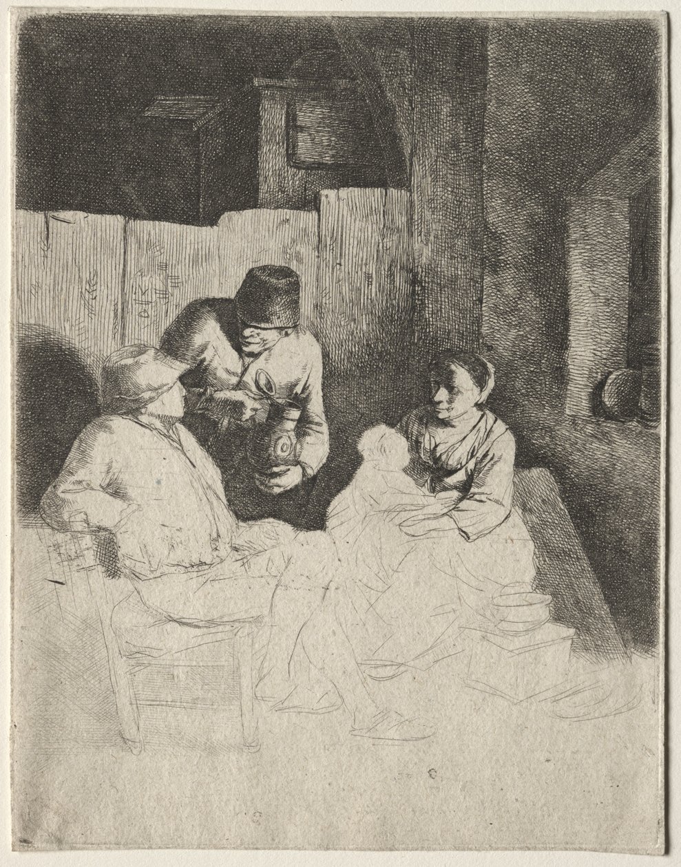Moderen sidder i en kro, midten af 1600-tallet. af Cornelis Pietersz Bega