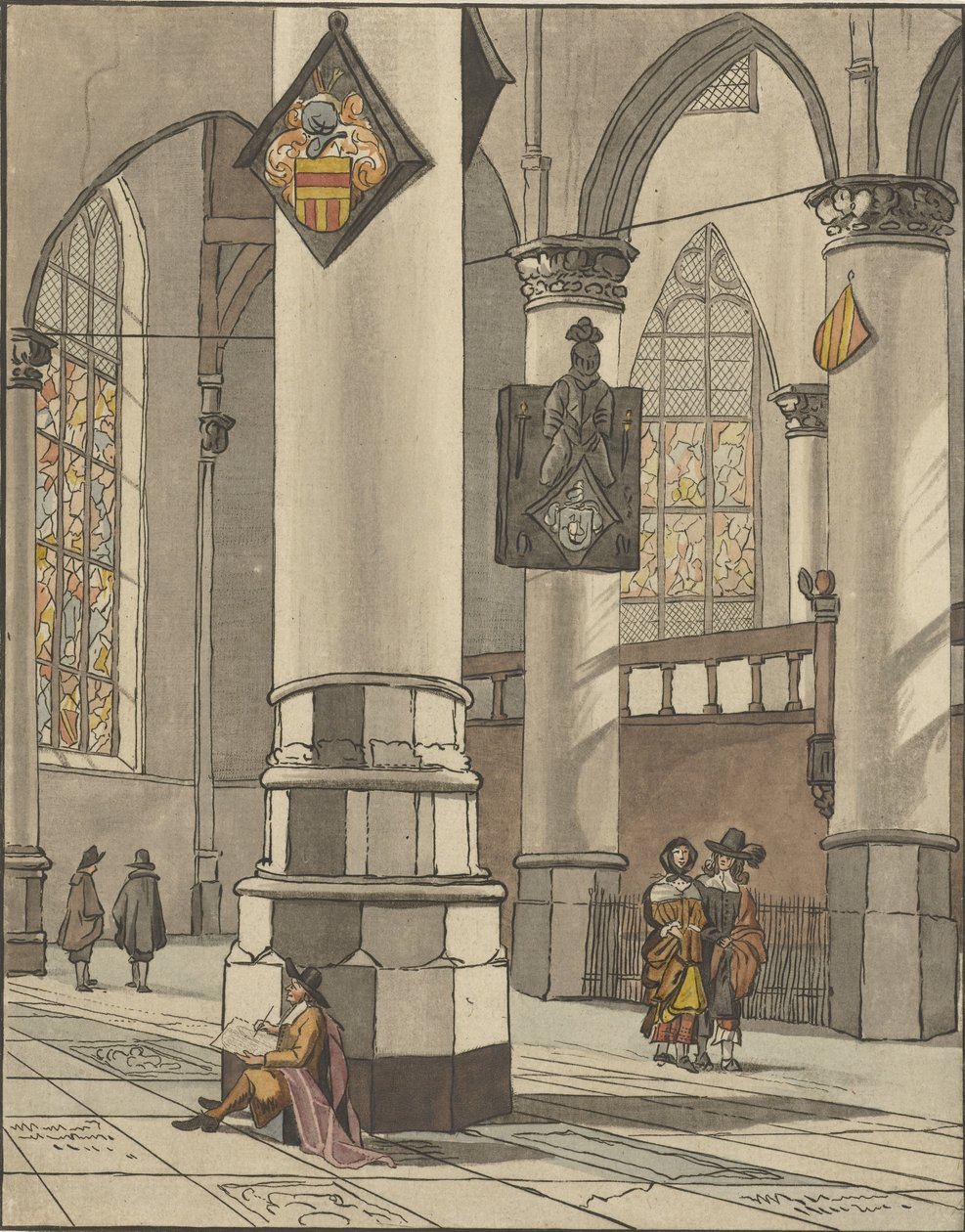 Kerkinterieur af Cornelis Ploos van Amstel (signed by artist)