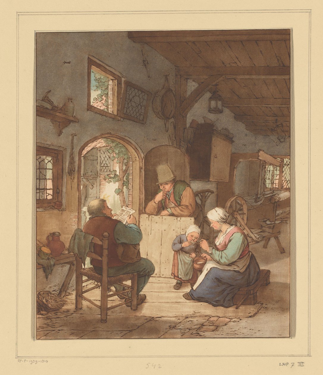 Avislæser i interiør af Cornelis Ploos van Amstel (signed by artist)