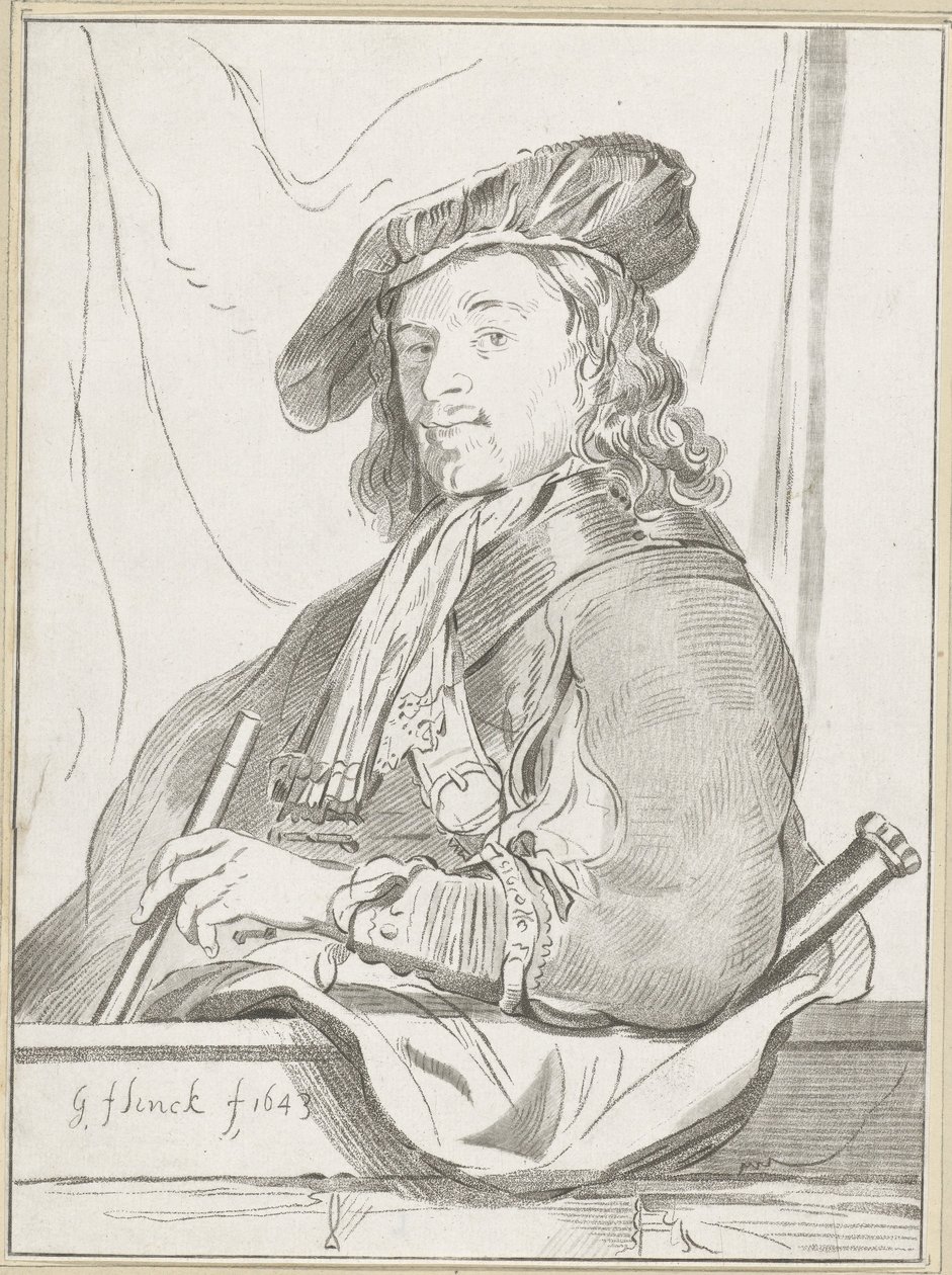 Mand ved brystværn af Cornelis Ploos van Amstel (signed by artist)