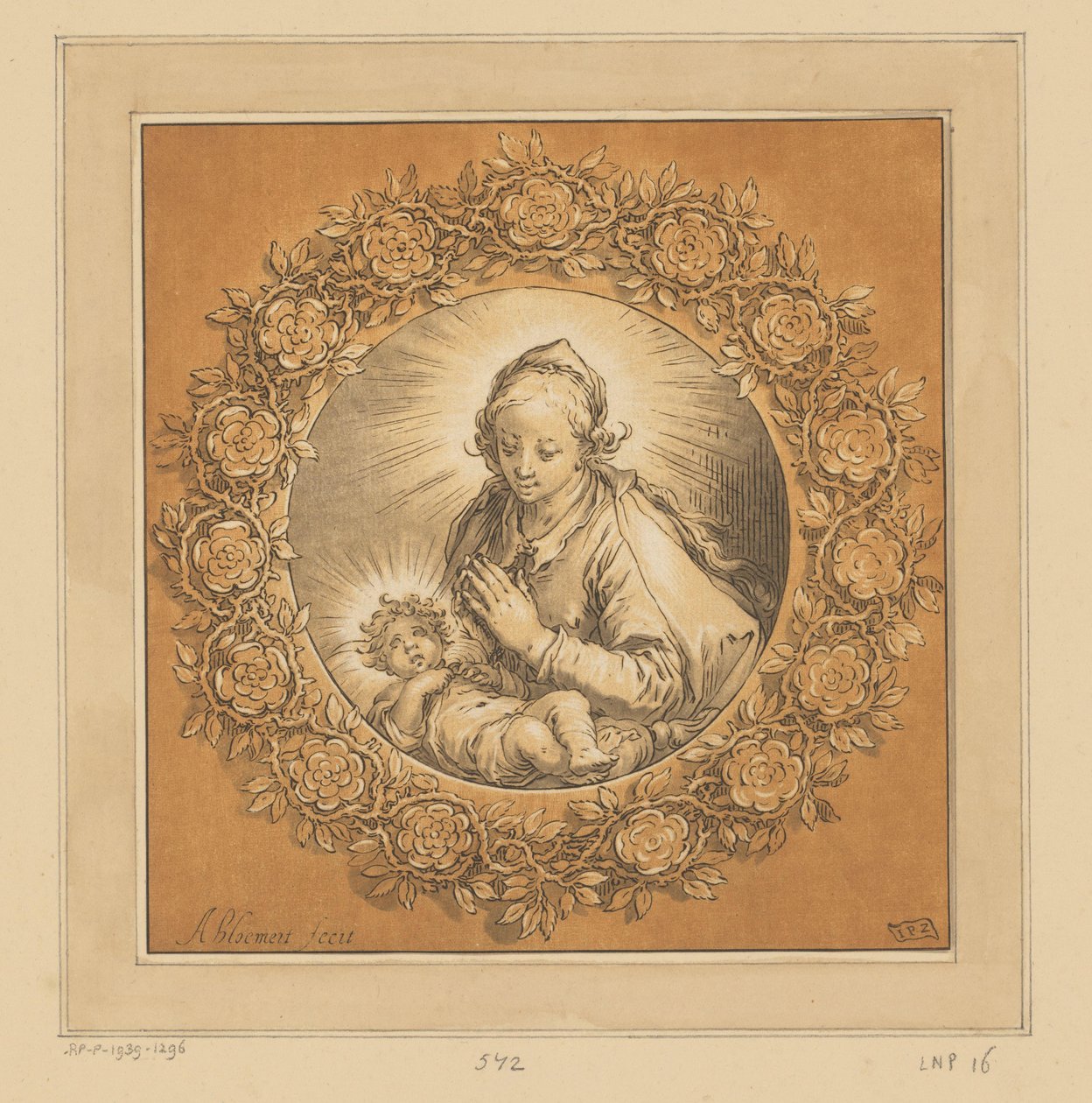 Maria med Kristus barn af Cornelis Ploos van Amstel (signed by artist)