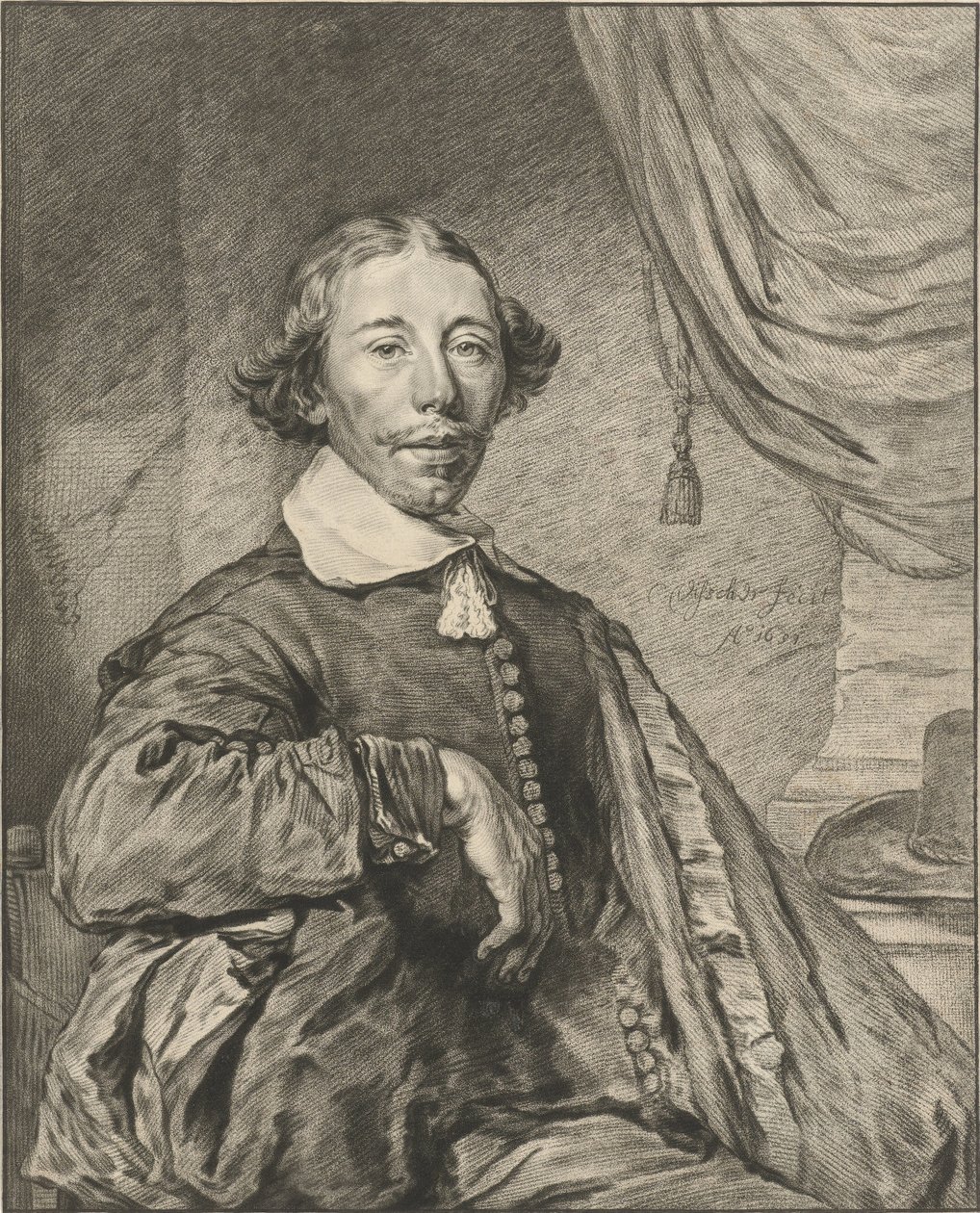 Portræt af en mand af Cornelis Ploos van Amstel (signed by artist)