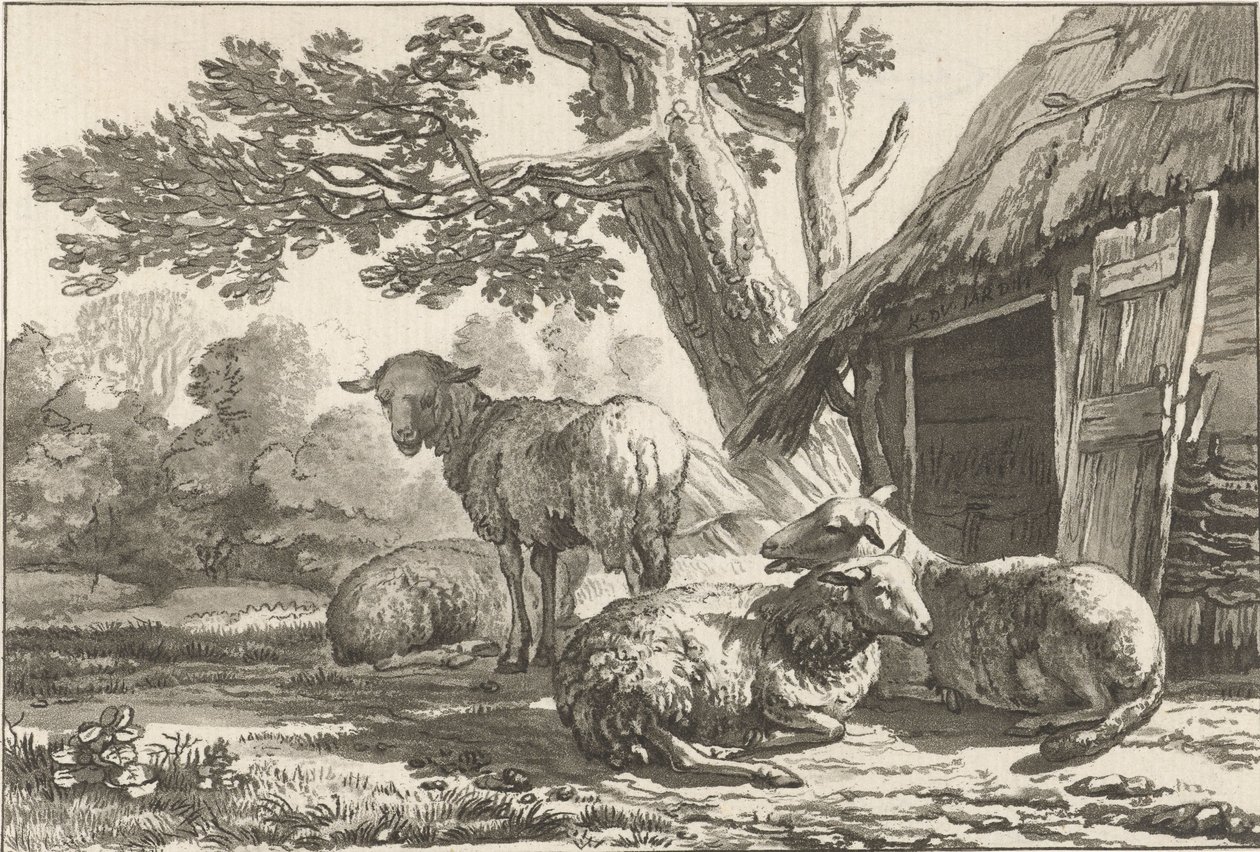 fårefold af Cornelis Ploos van Amstel (signed by artist)
