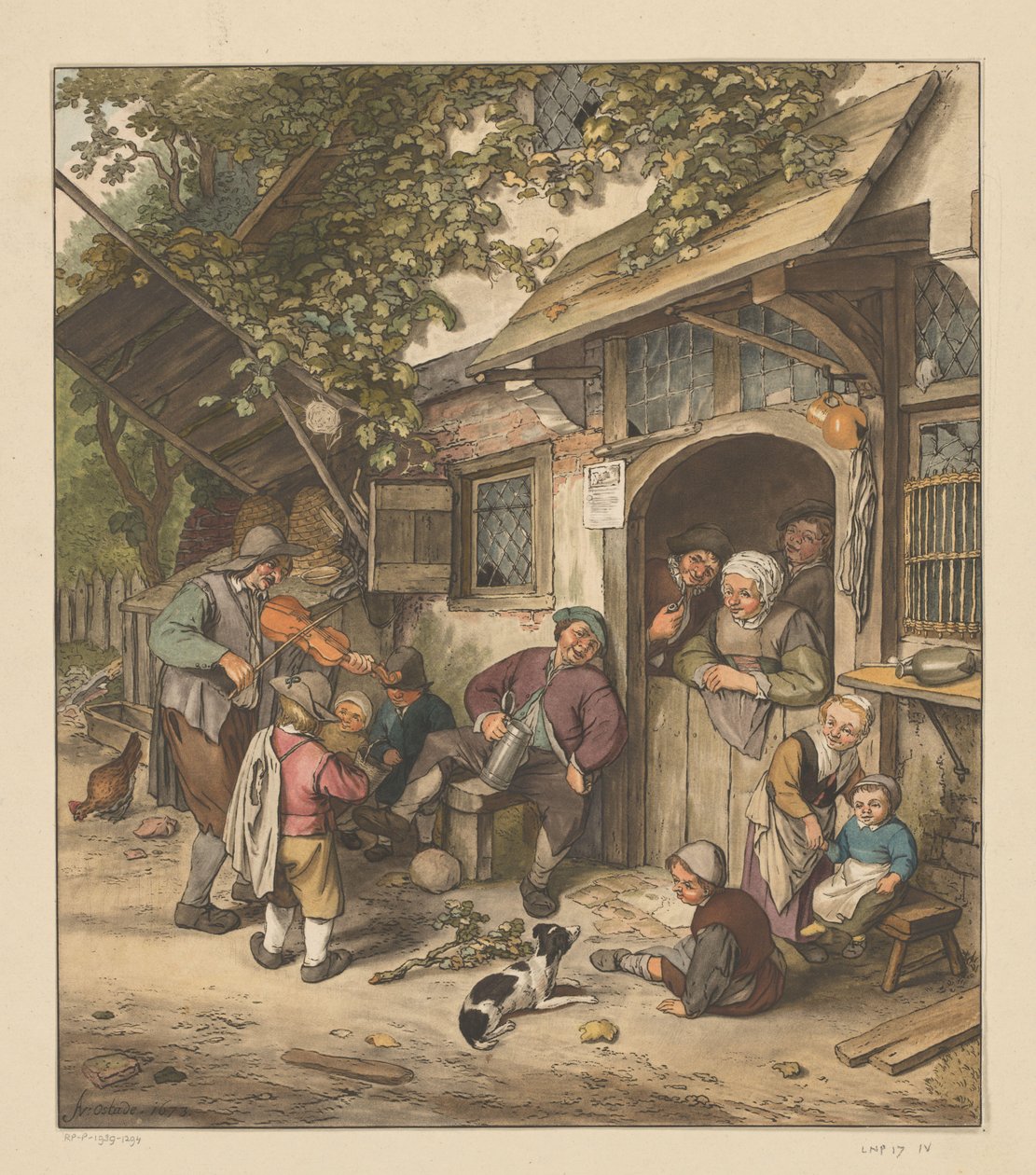 Spillemand foran en kro af Cornelis Ploos van Amstel (signed by artist)