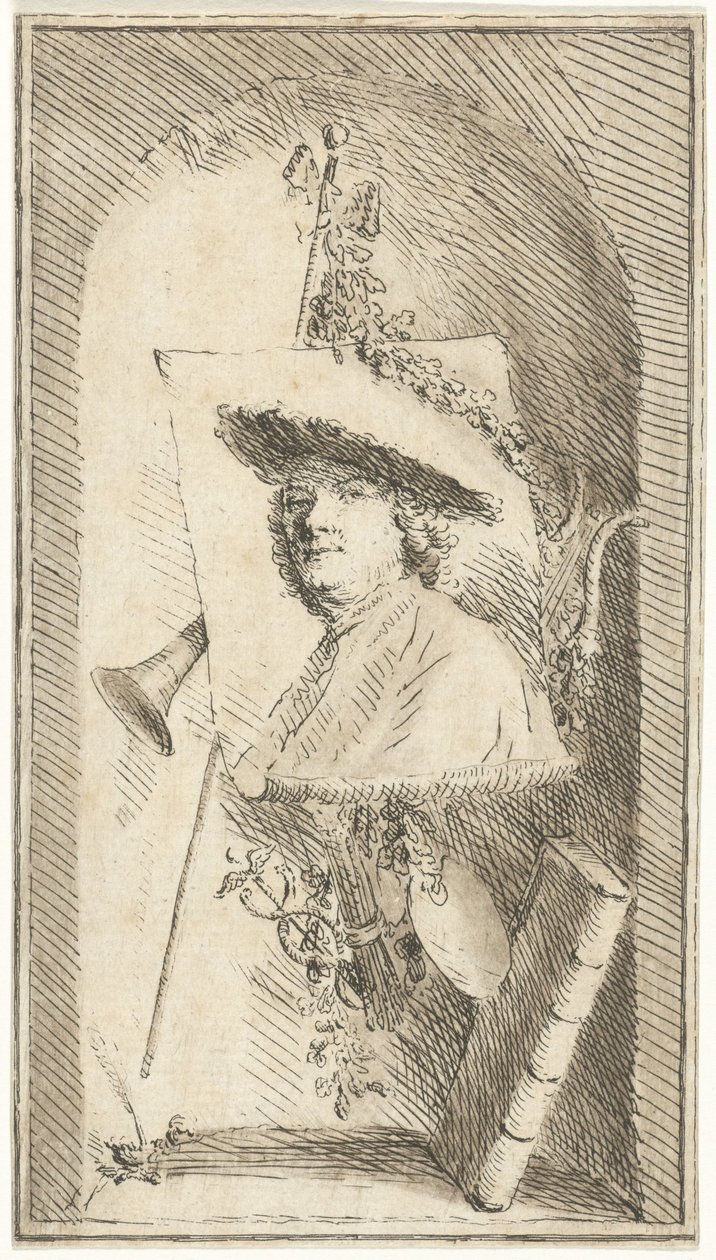 Selvportræt af Cornelis Ploos van Amstel af Cornelis Ploos van Amstel (signed by artist)