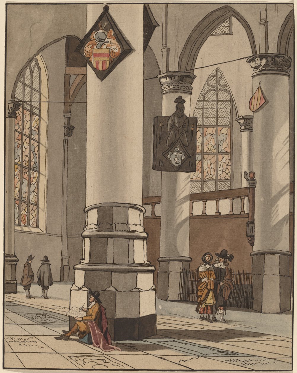 Kirkens interiør af Cornelis Ploos van Amstel