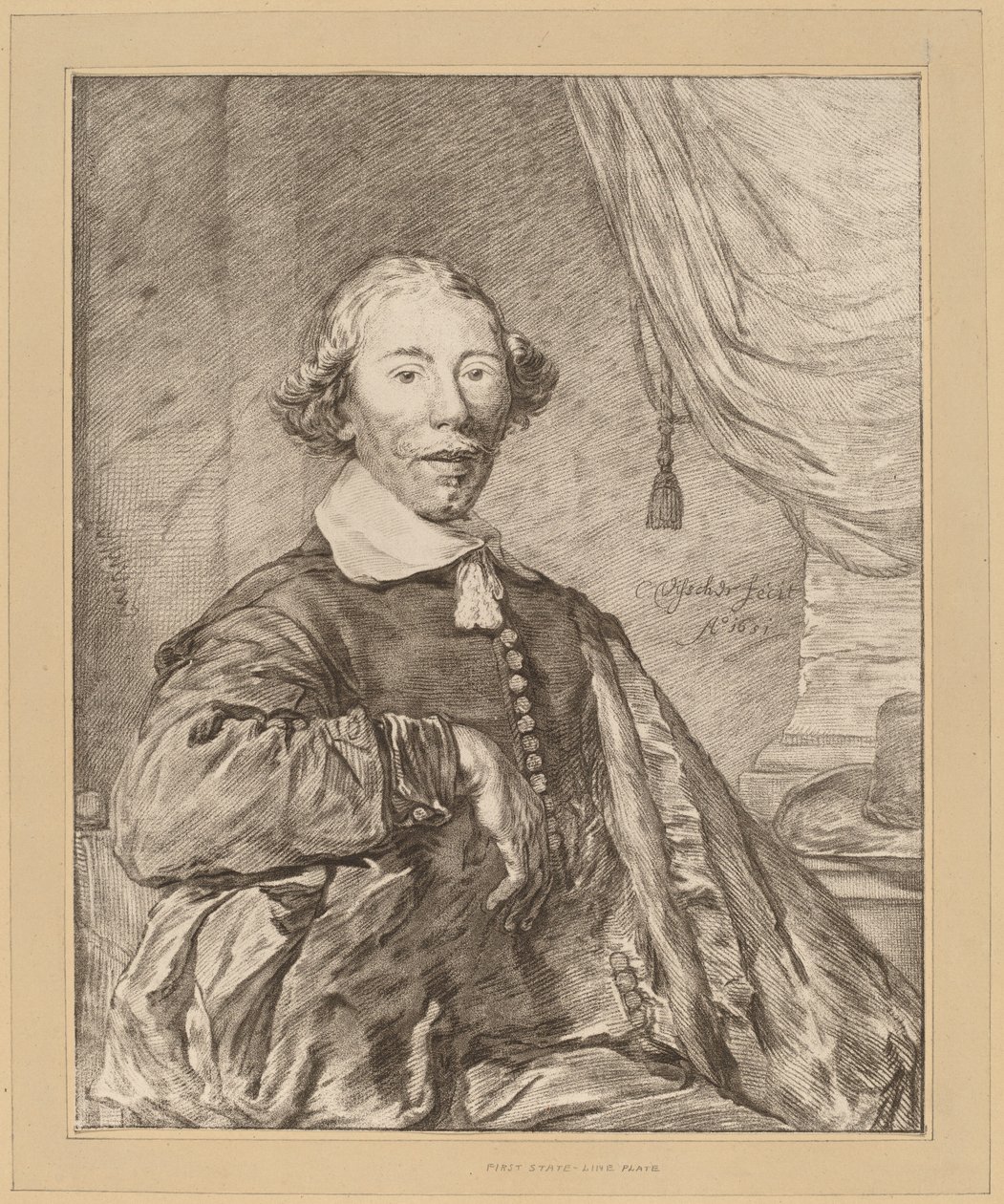 Portræt af en siddende mand af Cornelis Ploos van Amstel