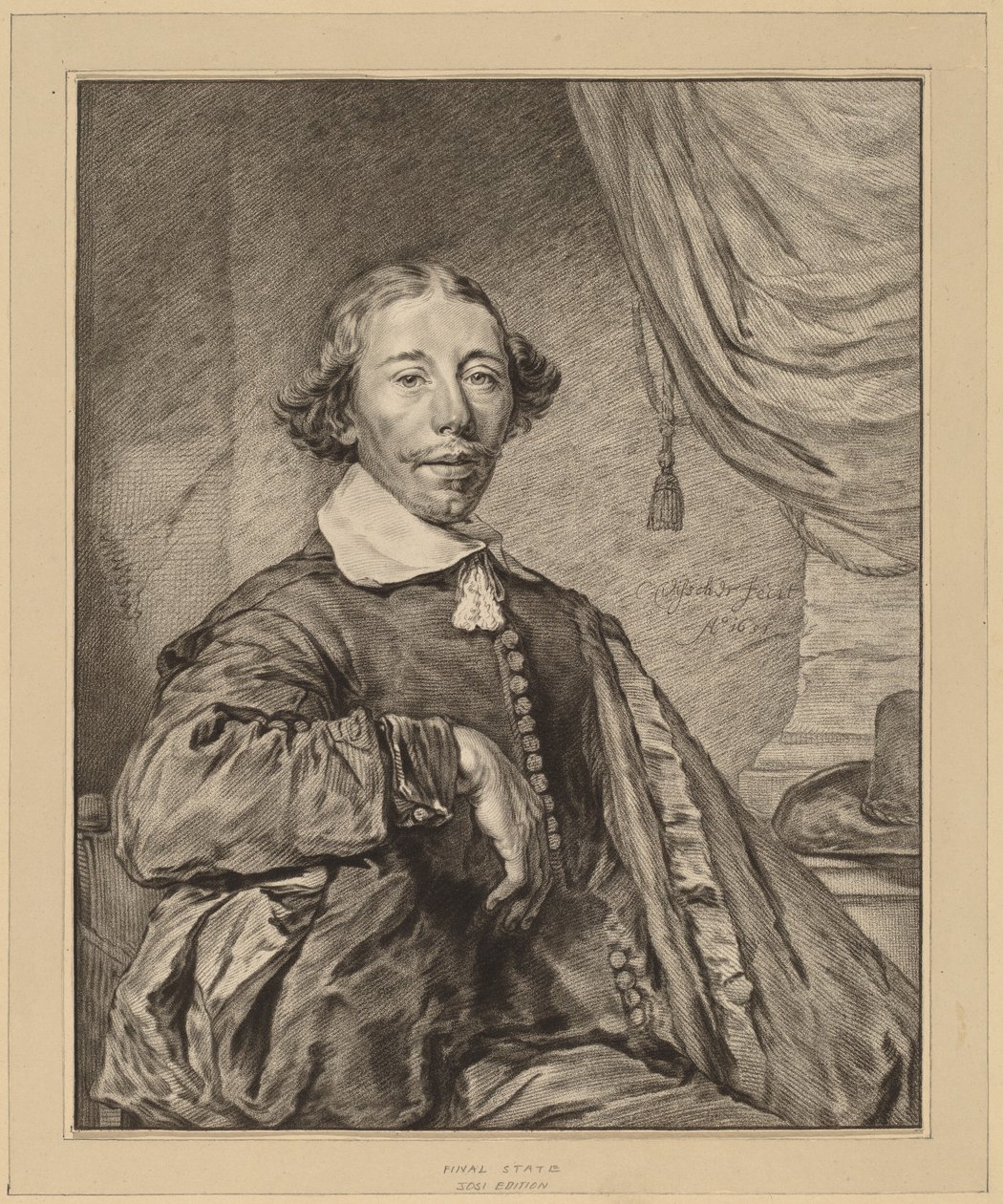 Portræt af en siddende mand af Cornelis Ploos van Amstel