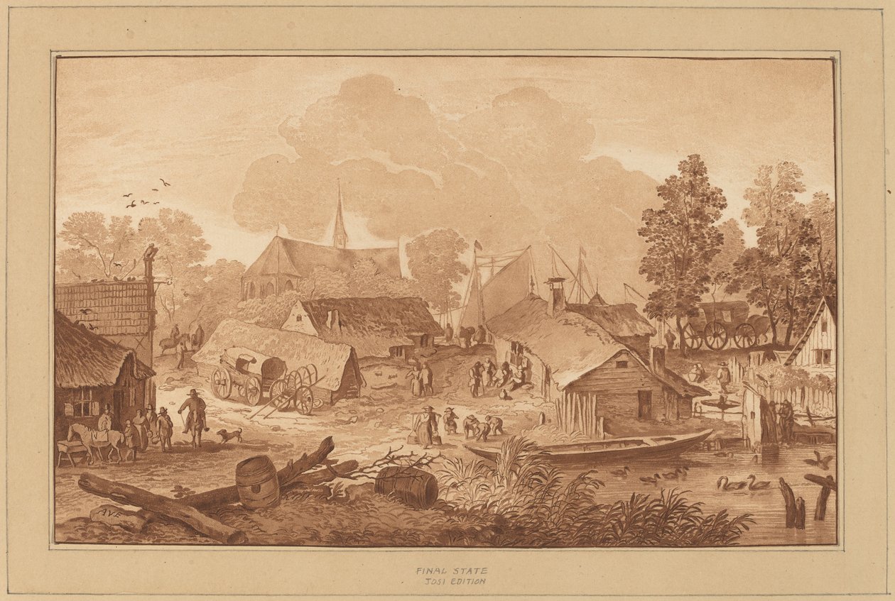 Landsby med Dam af Cornelis Ploos van Amstel