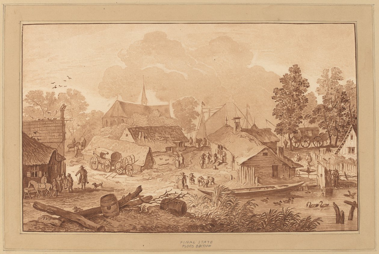 Landsby med Dam af Cornelis Ploos van Amstel