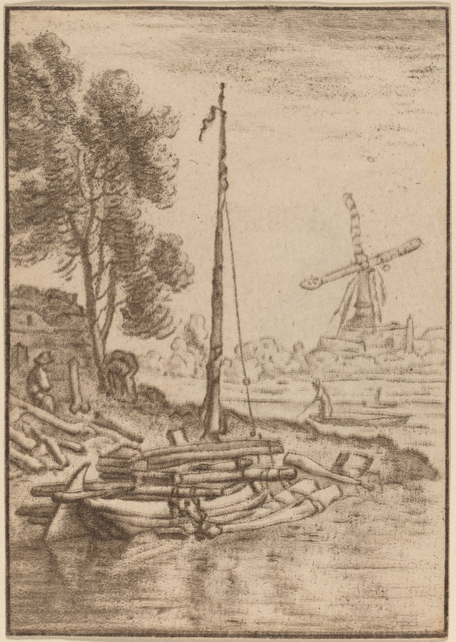 Slyngende flod af Cornelis Ploos van Amstel after Herman Saftleven