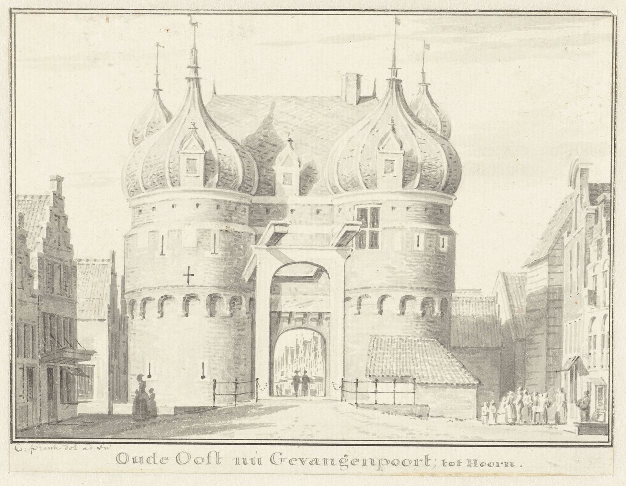 Den gamle Oosterpoort eller Gevangenpoort i Hoorn af Cornelis Pronk