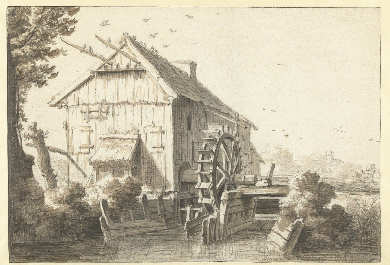 vandmølle af Cornelis Saftleven (attributed to)