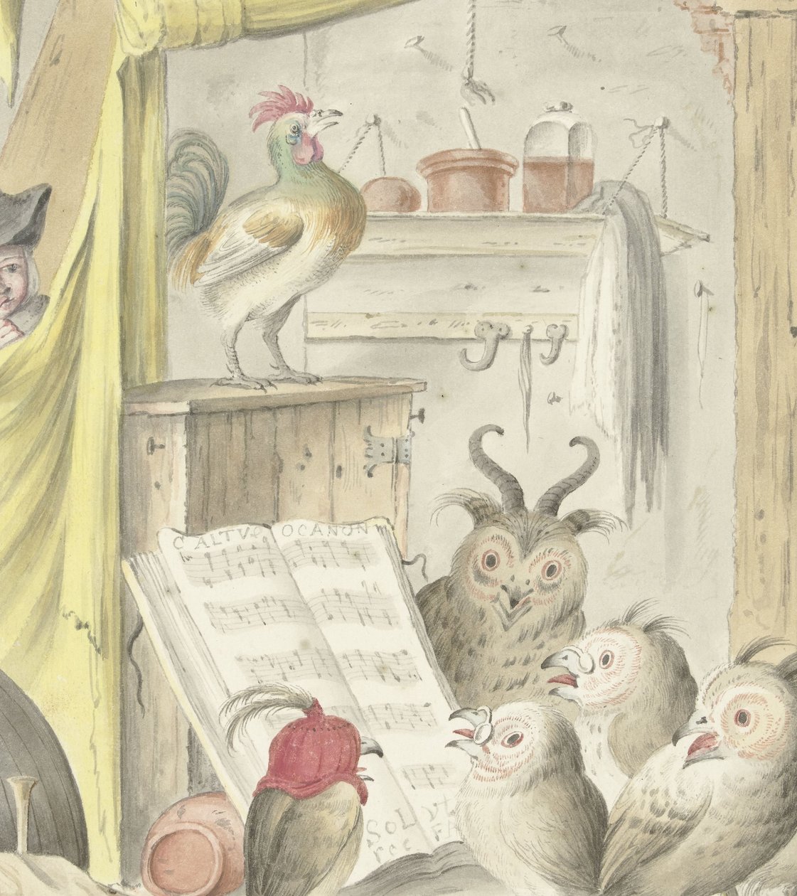 Interiør med fuglekoncert af Cornelis Saftleven (possibly)