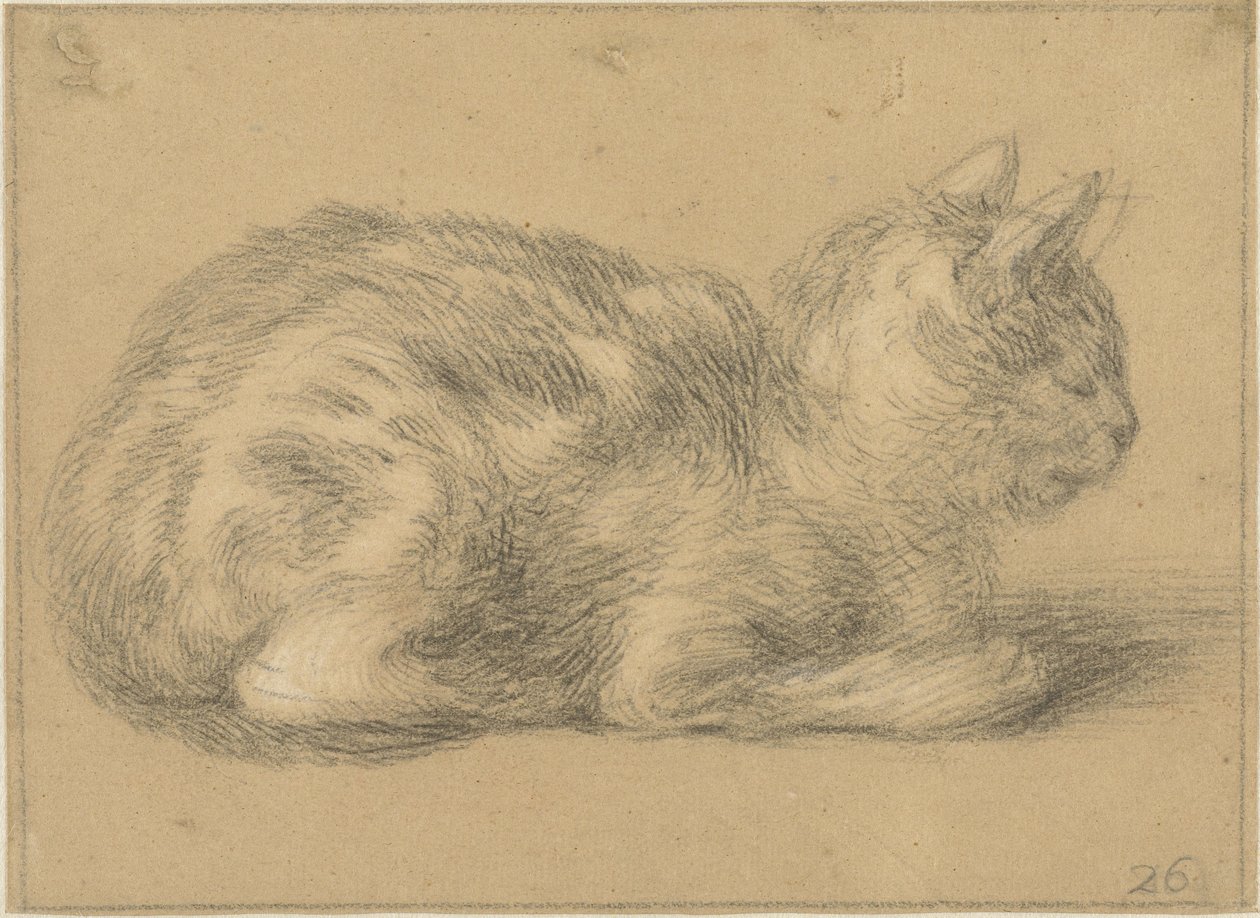 Siddende kat, til højre af Cornelis Saftleven (possibly)