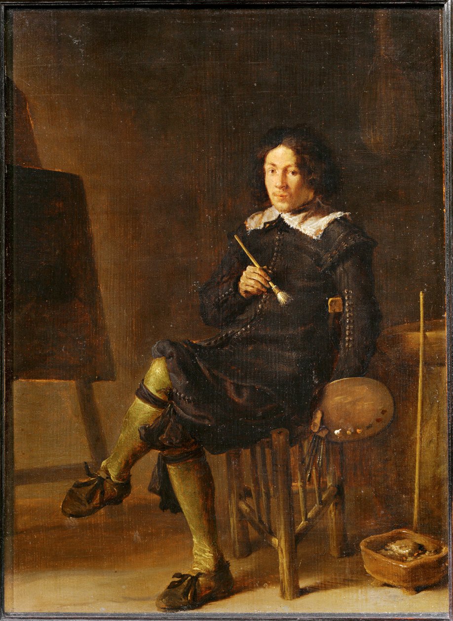 Selvportræt med staffeli ... af Cornelis Saftleven